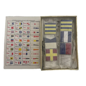 Vintage Nautical Signal Flag Cufflinks Set w/ Box Skipper’s Lighthouse Point
